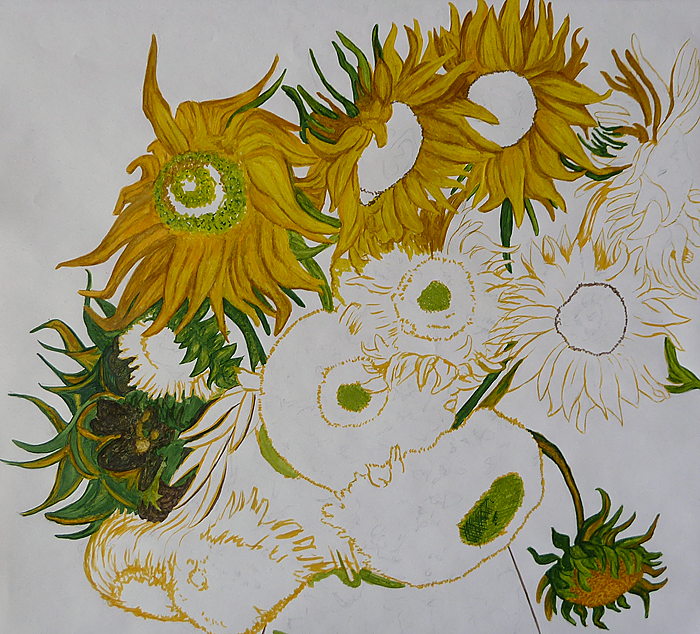 Stillleben mit Sonnenblumen malen