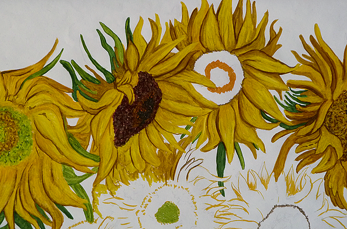 Sonnenblumen gemalt mit Markern