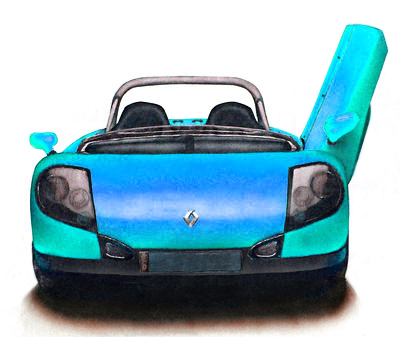 Airbrush-Gemälde eines Autos